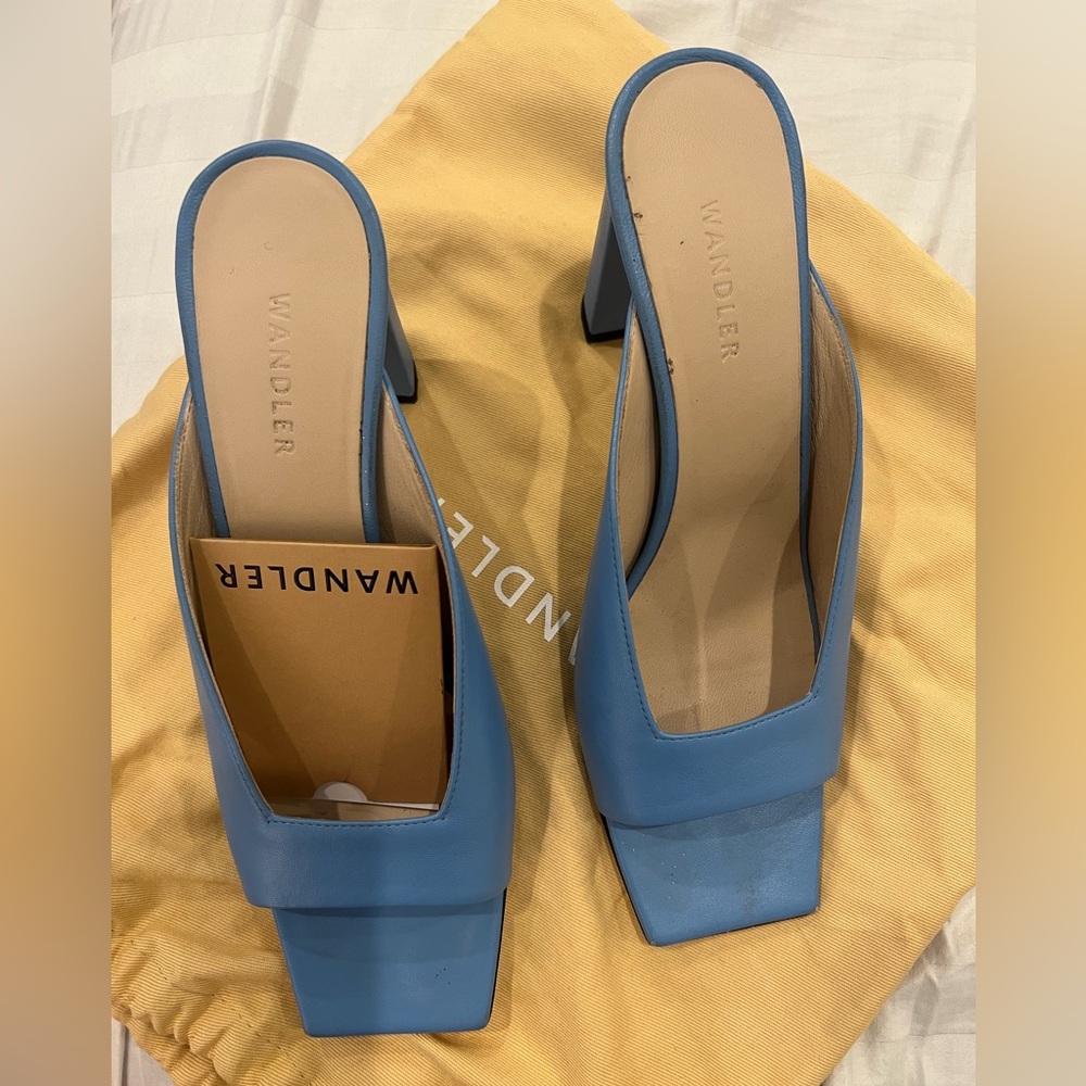 Wandler Sky Blue Leather Slip-On Shoes